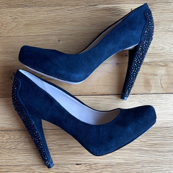 Nine West Coldfeet Black Suede Jeweled Pumps - Picture 6 of 9